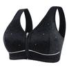 Women's Bra Front Zipper Lace No Steel Ring Soft Cotton Cup Large Size Vest Bra