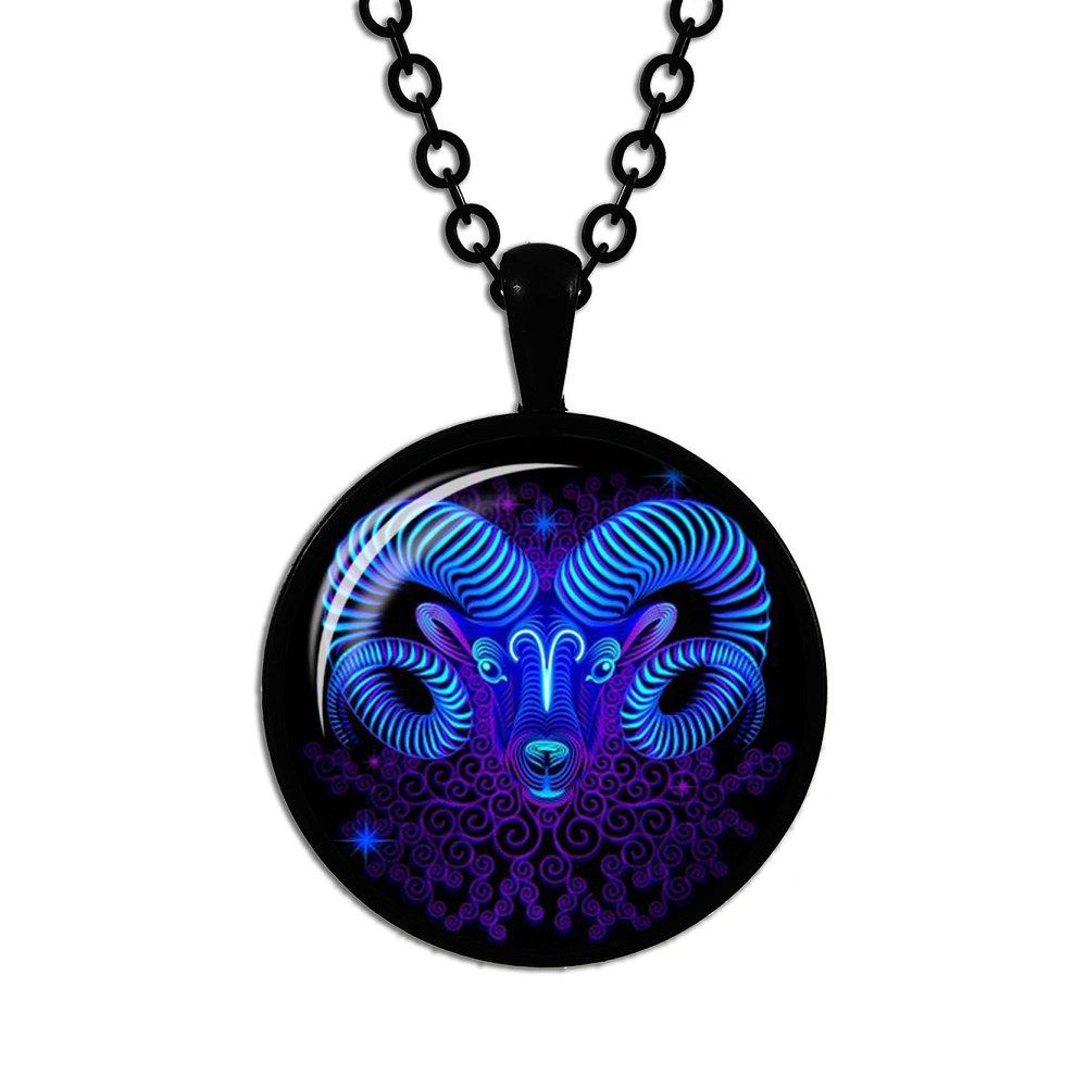 Новая мода 12 знаков зодиака дизайн зодиак гороскоп астрология кулон ожерелье дамы мужчины стекло кабошон ожерелье