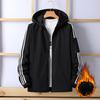 Velvet Sports Coat Jacket Men's Windbreaker Hooded Spring and Autumn Windbreaker Jacket Running Windproof Three-stripe Top