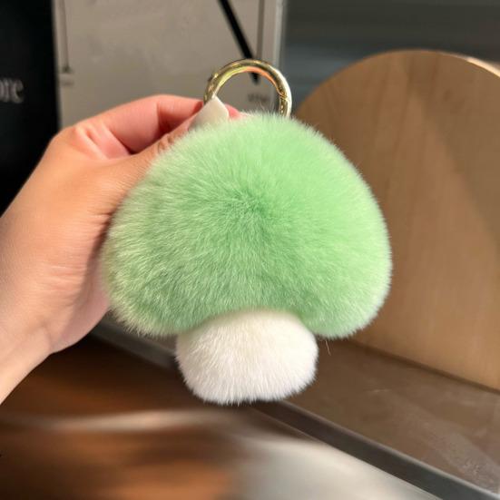 Плюшевый брелок в виде гриба, нечеткий искусственный мех кролика, автомобильный брелок для ключей, DIY брелок, подвеска, украшение, украшение для рюкзака, подарок на день рождения