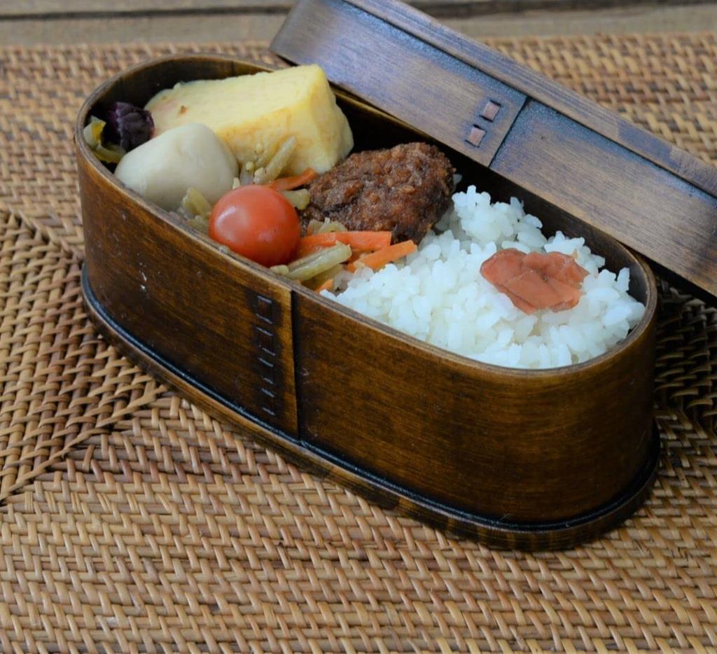 Magewappa Bento X X Lacquered Brown J-kitchens Box, 18.5cm 8.5cm 6.3cm, 400ml,