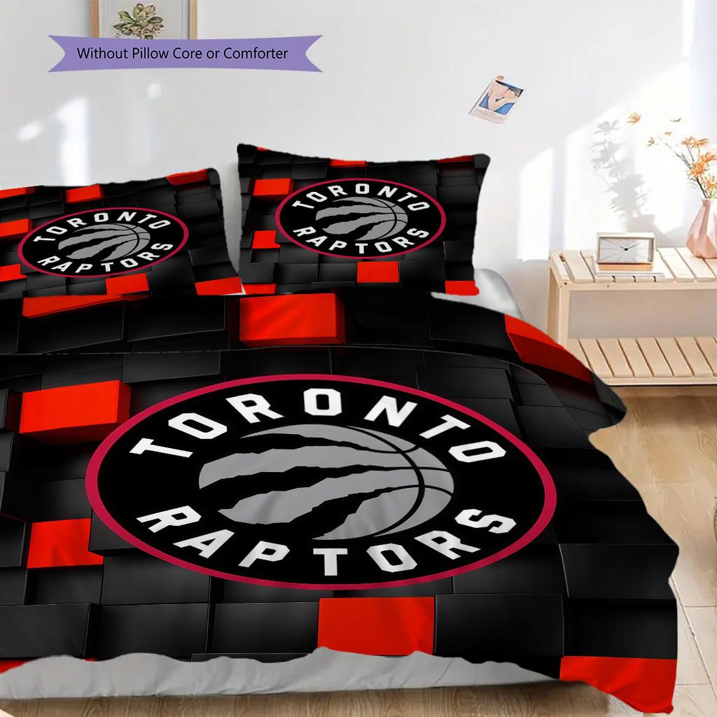 Toronto Raptors Basketball Spirit Three-piece set(1 * duvet cover + 2 * pillowcase, without core)Duvet cover and pillowcase Soft and comfortable