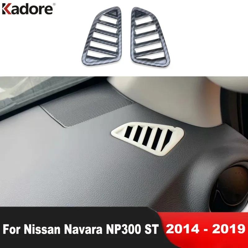 For Nissan Navara NP300 ST 2014-2018 Carbon Fiber Car Front Upper Air Condition Vent Outlet Cover Trim Interior Accessories