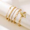5 Pcs/Set Punk Gold Zircon Thick Chain Bracelet Female Bohemian Geometric Chain OT Buckle Bracelet Set Jewelry Girl Party Gift
