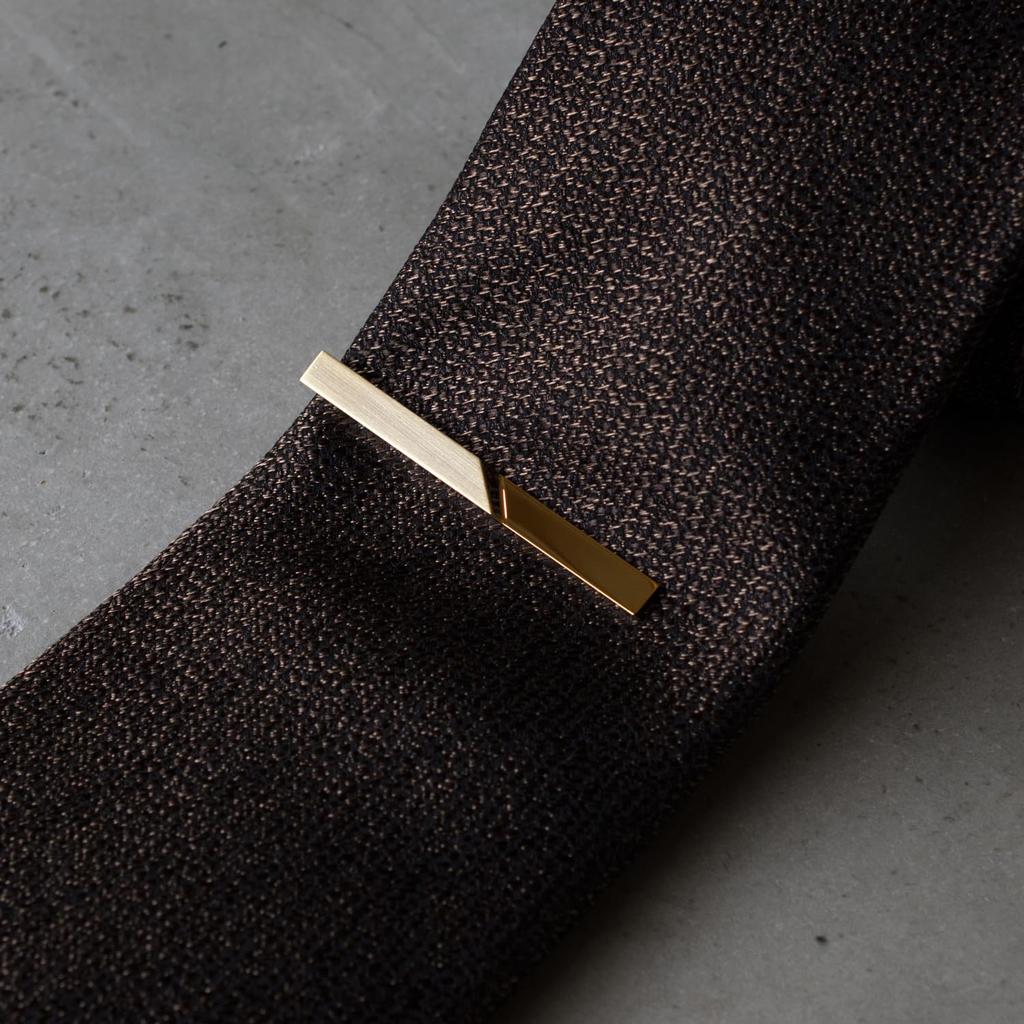 Tie Clip for Made In Crocodile Style [Tabarat] Men, Japan, Brass, Geometric, (Light Gold)