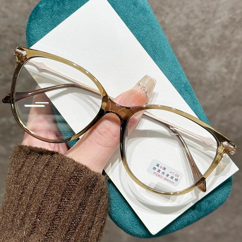 Women's Cat Eye Reading Glasses Men Unisex Anti-blue Light Far Sight Eyeglasses Fashion Presbyopia Pluls Diopters 0+1.0+4.0