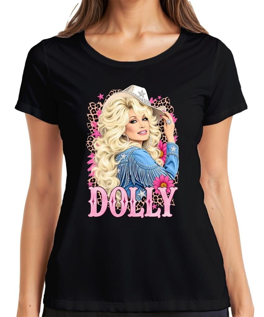 Dolly Parton Country Music Legend Cowgirl Western Retro Singer Womens T-Shirt
