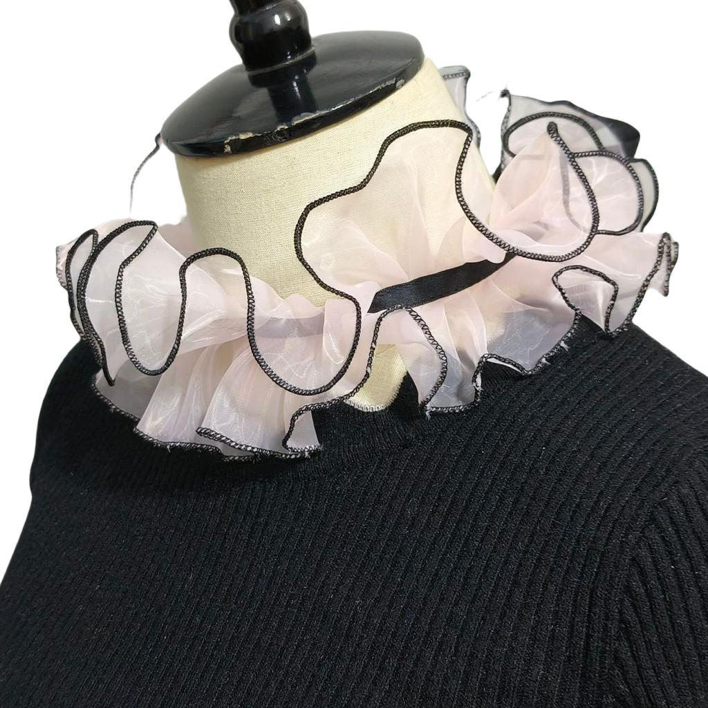 Elizabethan Ruffle False Collar Organza Mesh Neck Ruff Wrist Cuffs for Women Sweater Clothing Decorative Accessory