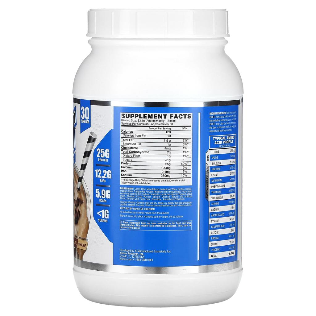 Nutrex Research IsoFit, Chocolate Shake, 2.2 Lb (993 G)