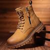 Somiso Men's Motorcycle Boots, Thick Sole, Waterproof, Side Zipper, Riding Boots, High-Cut,
