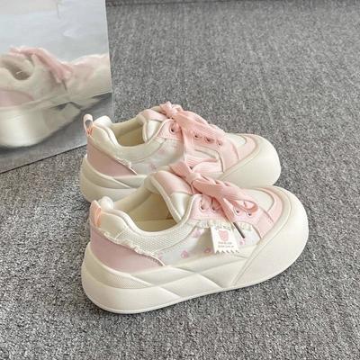 Повседневная обувь на платформе для женщин, новые модели весна-осень 2025, белые туфли с юбками, повседневные туфли-хлебцы, тренд инс