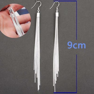 Женские модные ювелирные изделия серебряного цвета с длинными крючками и кисточками висячие серьги