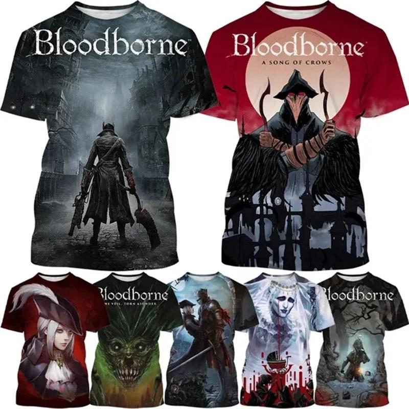 Хоррор-игра с 3D-печатью Bloodborne Футболка Для Мужчин Женщин Повседневная С Коротким Рукавом Личность Хип-хоп Футболки Топы Дети Харадзюку Футболка