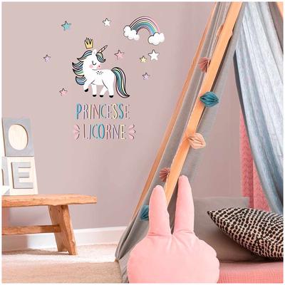 [Q8289] - Разноцветный лист наклеек «Licorne My Unicorn» (Принцесса Единорог) - 20x70 см
