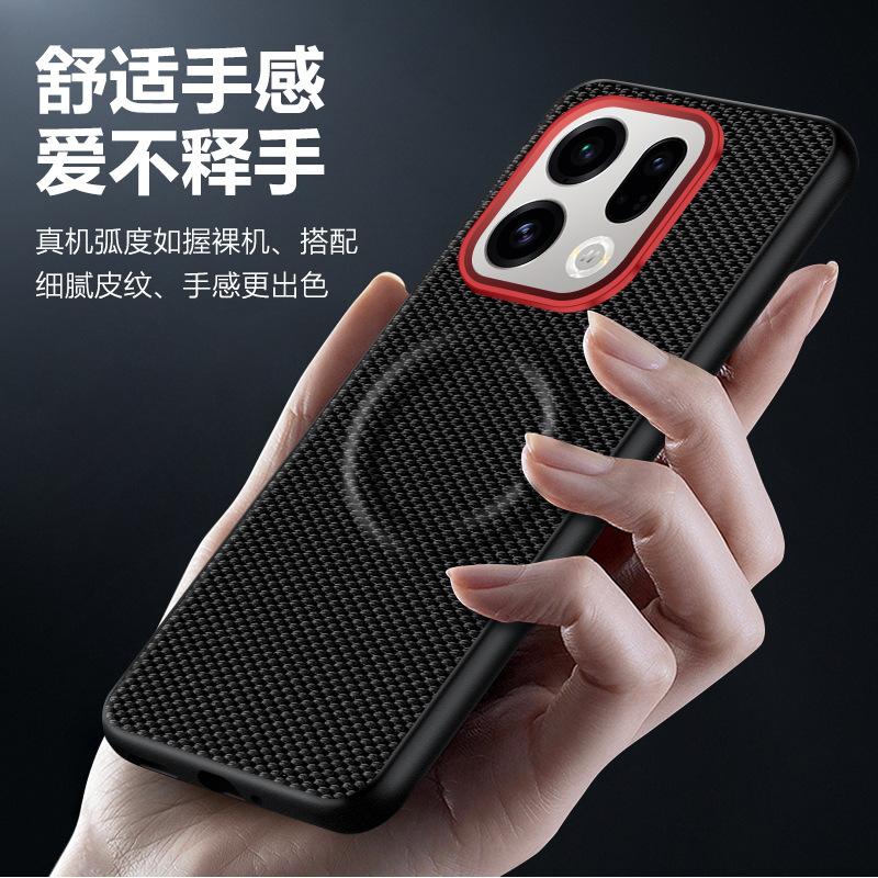 For Oppo Find X9 and Find X9 Pro Case Magsafe Metal Alloy Camera Protection Independent Buttons Vegan Leather  Case Cover
