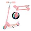 TENBOOM Kids' Kick Scooter for Kids Ages 3-12, 2-Wheel LED Tires, 50kg Weight Capacity, Foldable, with Foot Brake, Pink, Perfect As a Baby Gift