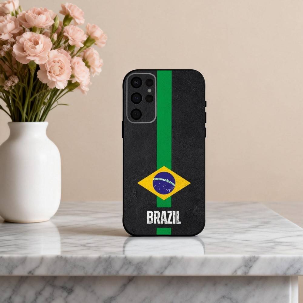 COOL B-Brazilian-N F-Flag-G ART Phone Case For Samsung S25,24,23,22,30,21,10,9,Ultra,Plus,Lite,FE,4,5 G Soft Black Case