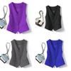 Polyester Vest For Women With V Neck And Pockets For Office Wear