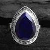 Blue Sapphire Gemstone Statement Ring 925 Sterling Silver Handmade Jewelry Solid Ring