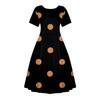 Women's Casual Fashion  Dress Vintage Sunflower Printed Round Short Sleeve Waisted Midi Long Big Swing Dresses