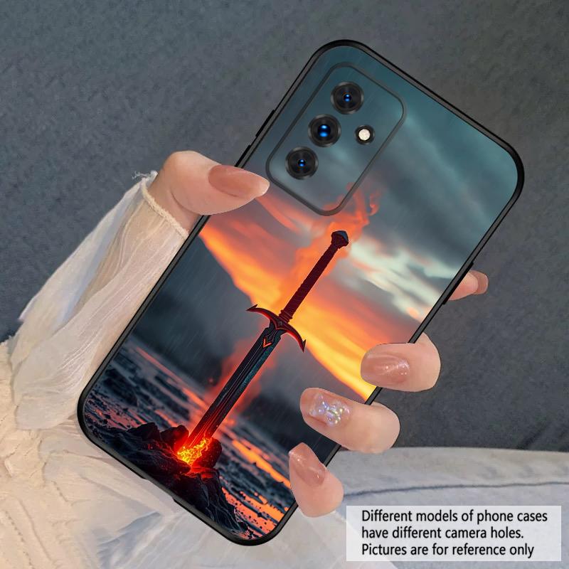 Меч с огнем Для Samsung S20FE S 21 22 23 FE 24 Plus 25 Ultra Galaxy M23 32 34 35 52 53 54 55 5G силиконовый мягкий чехол для телефона