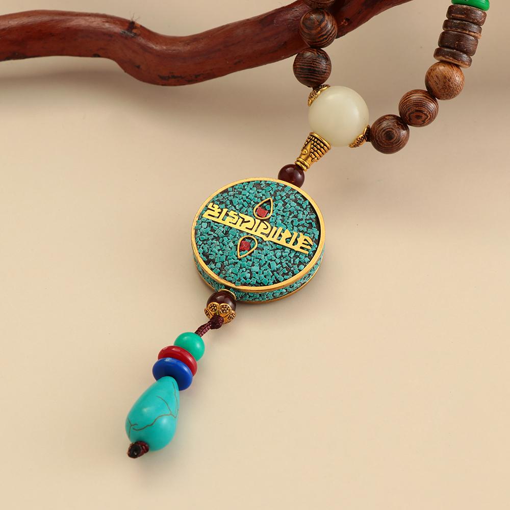 Винтажная Вечеринка Счастливый Подарок Ручной Работы Подвеска Рыба из Рога Мала Деревянные Бусины Непал Ожерелье Буддийское