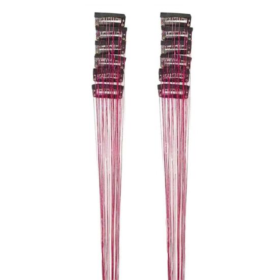 12Pcs Wig Clip-in Metallic Extensions Deep Purple Glitter Lightweight 20 Inch Long Wig Easy Attach Hair Extensions
