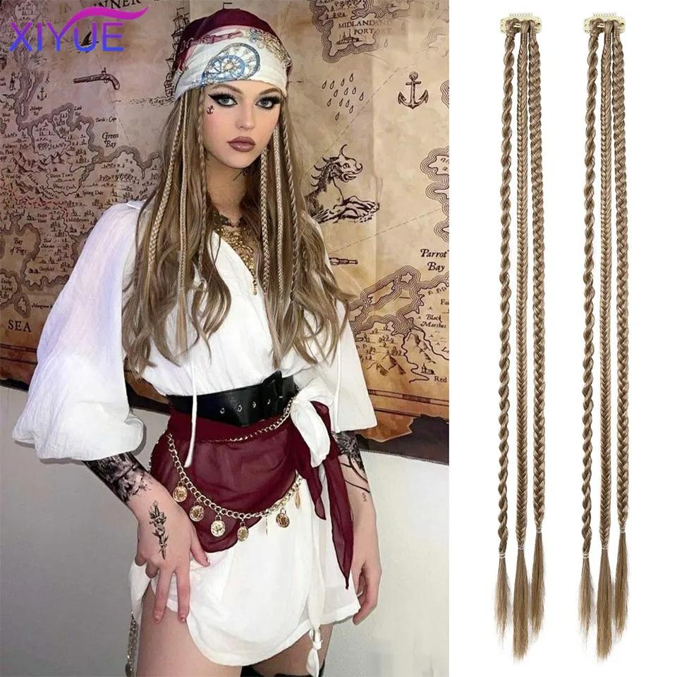 Заколка для передних косичек в прическе с 3 косами на каждой заколке, в общей сложности 22-дюймовые натуральные мягкие синтетические шиньоны для концерта