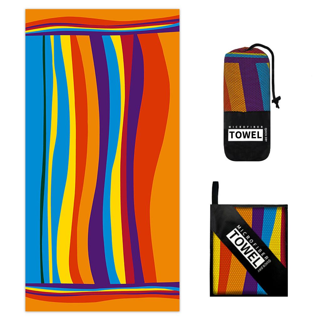 Пляжное полотенце большого размера из микрофибры: мягкое, быстросохнущее, с антипригарным покрытием, полосатый дизайн. Подходит для плавательных бассейнов и пляжей.