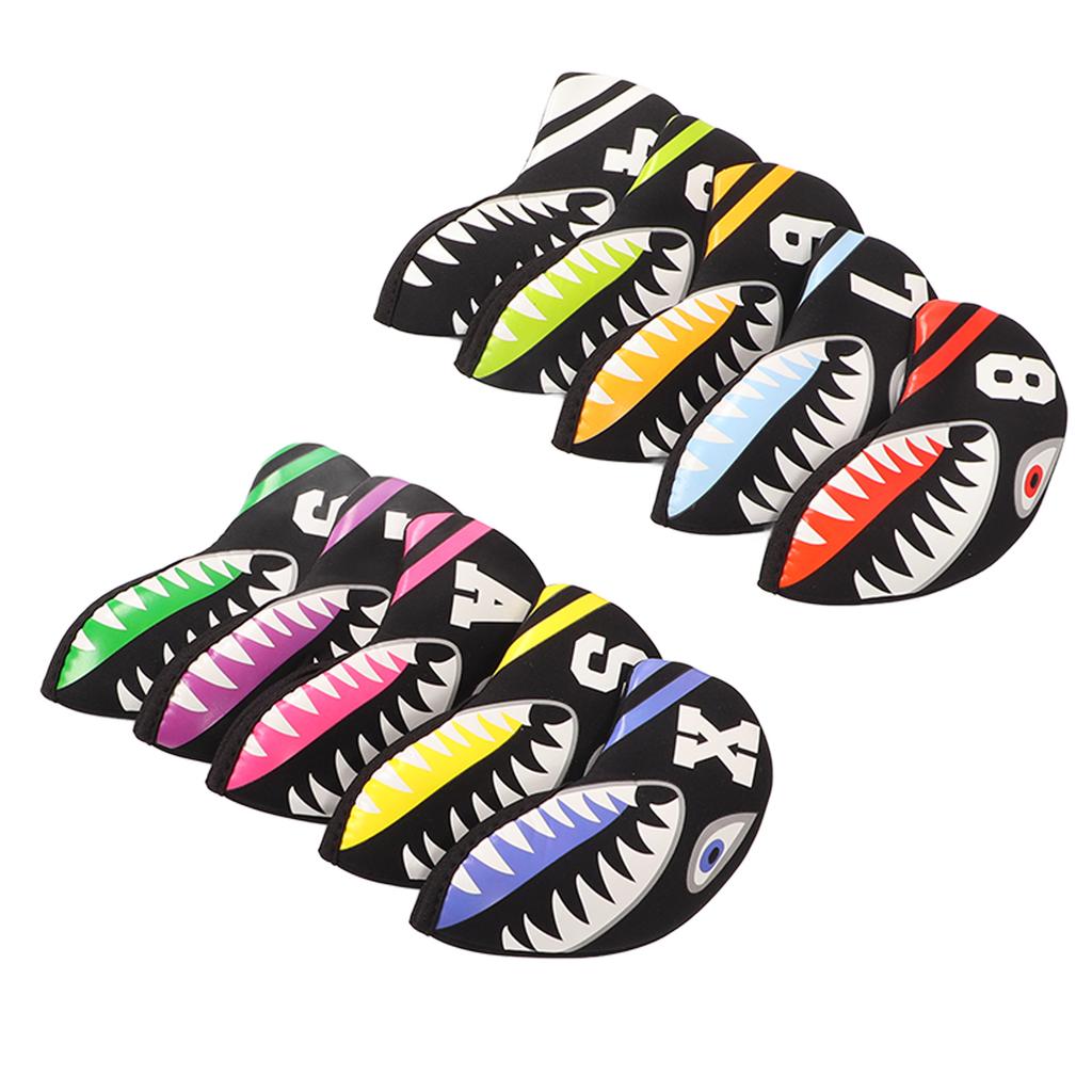 Набор из 10 шт. Неопреновых чехлов для головы гольф-айрона с маркерами номеров, мультяшной формы, чехол для защиты головы клюшки для гольфаSelachimorpha