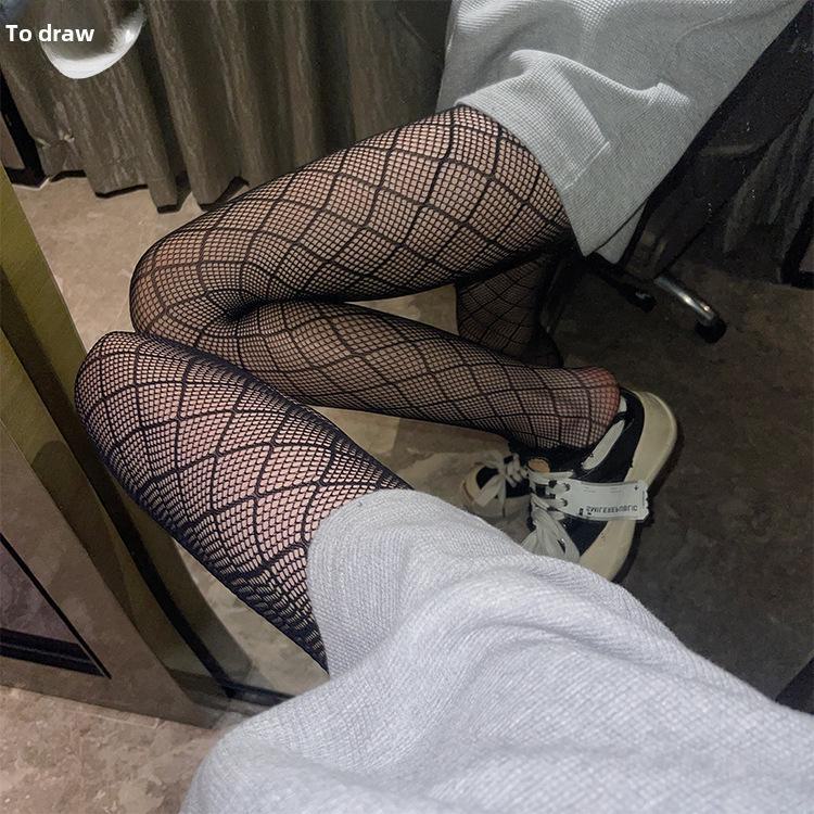 Women's Sheer Fishnet Stockings - Polka Dot & Heart Pattern, Sexy Black & White Options, Large Sizes Available for Spring & Autumn