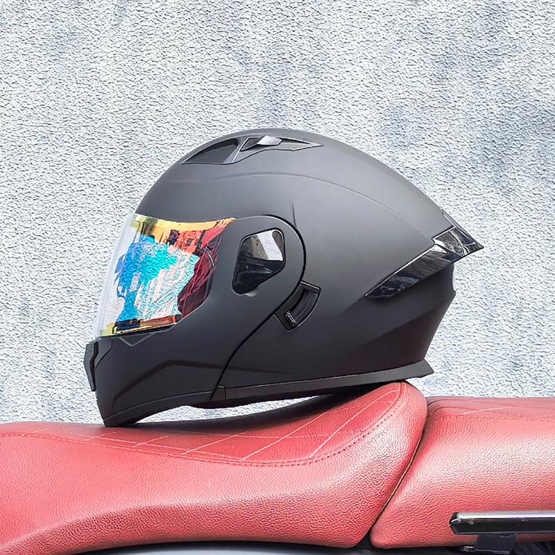 Small Shell Helmet Peel-off Helmet Motorcycle Helmet Locomotive Double Lens Men's and Women's Four-season Motorcycle Cruise Helmet Large