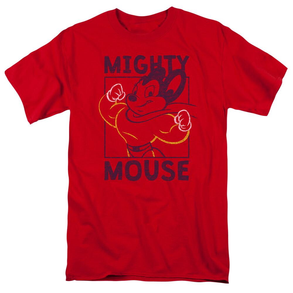 26 Mighty Mouse Break The Box T Shirt Mens Licensed Cartoon Merchandise Red Unisex T-Shirt