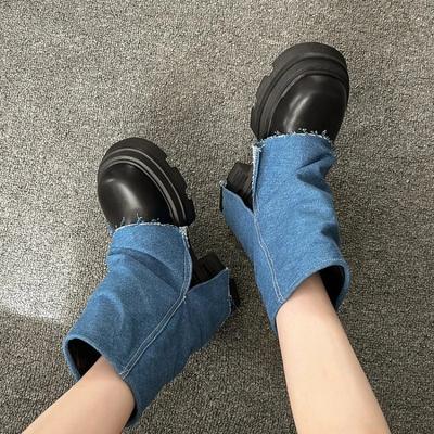 Мода Осень Зима Новые Модные Ботинки Женские Повседневные Брюки Ботинки Толстая подошва До середины голени Ботинки Головные Короткие Ботинки Роскошные Прочные