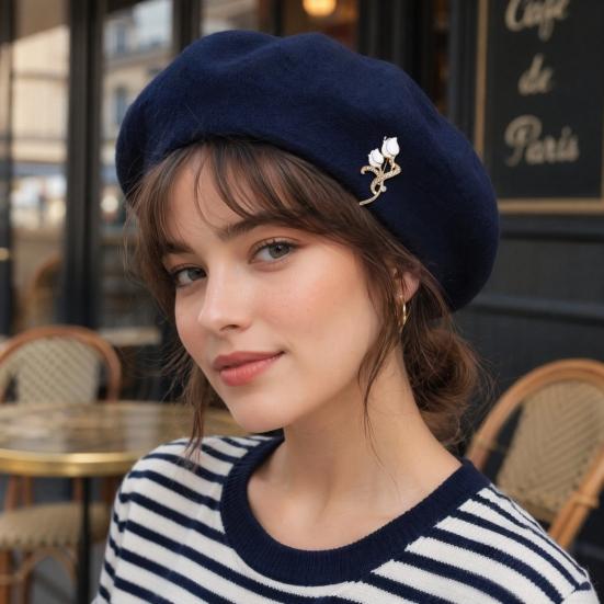 Strong Buckle Brooch Pin, 3D Tulip Bud Shape Lapel Pin with Rhinestones Versatile Badge Inlaid, Electroplated Anti-Oxidation for Coats Shirts Bags