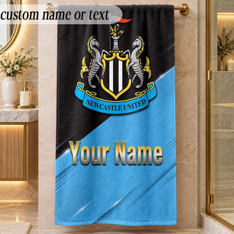 Пляжное полотенце Newcastle United FC С индивидуальным именем Текст Персонализированное Мягкое полотенце для пляжа Бассейна Дома Декор Подарок