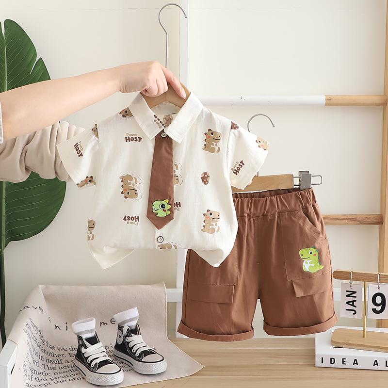 Летний комплект из двух частей с рисунком в виде галстука для младенца и мальчика