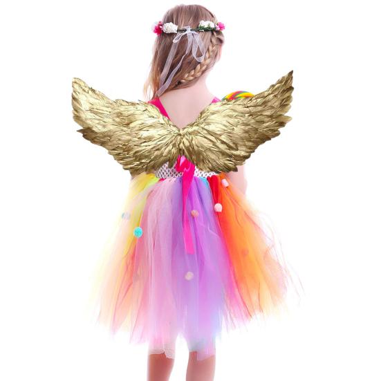 Золотые крылья ангела для взрослых и детей, карнавальные маскарадные крылья из перьев, косплей-костюм на Хэллоуин, рождественскую свадебную вечеринку, аксессуар