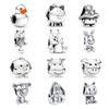New Fine S925 Sterling Silver Bear Pig Chicken and Duck Charm DIY Bead Dangle Pendant Fit Original Bracelet Women Jewelry