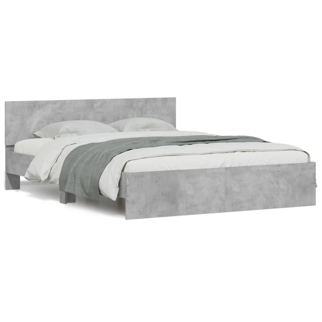 Bed Frame with Headboard Concrete Grey 140 x 190 cm