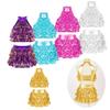 Kids Girls Dance Clothing Shiny Sequins Jazz Dance Costumes Sleeveless Crop Top with Skirts Set Dance Outfits