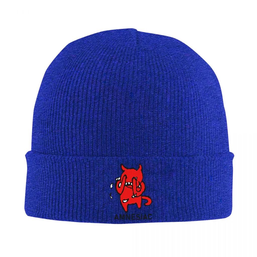 Radiohead Amnesiac Rock Knitted Caps for Women Men Skullies Beanies Winter Hats Acrylic Crochet Cap