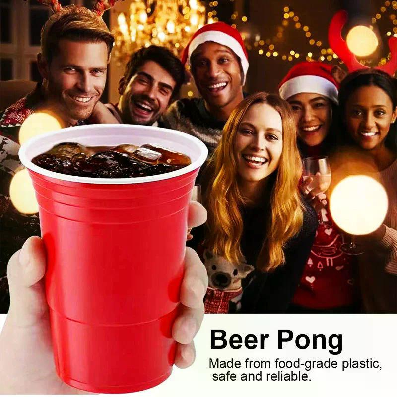 10Pcs 450ml Colorful Disposable Plastic Beer Pong Cups for Party Bar Game Supplies