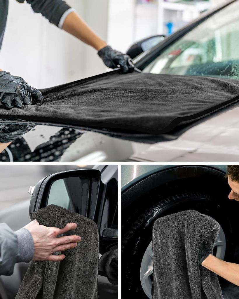 HOMEXCEL Car Wash Microfiber Super Car Wash Pack of 50x60cm Towels, Cloths, Absorbent, Large, Quick-Drying, Cloths, 2, (Gray)