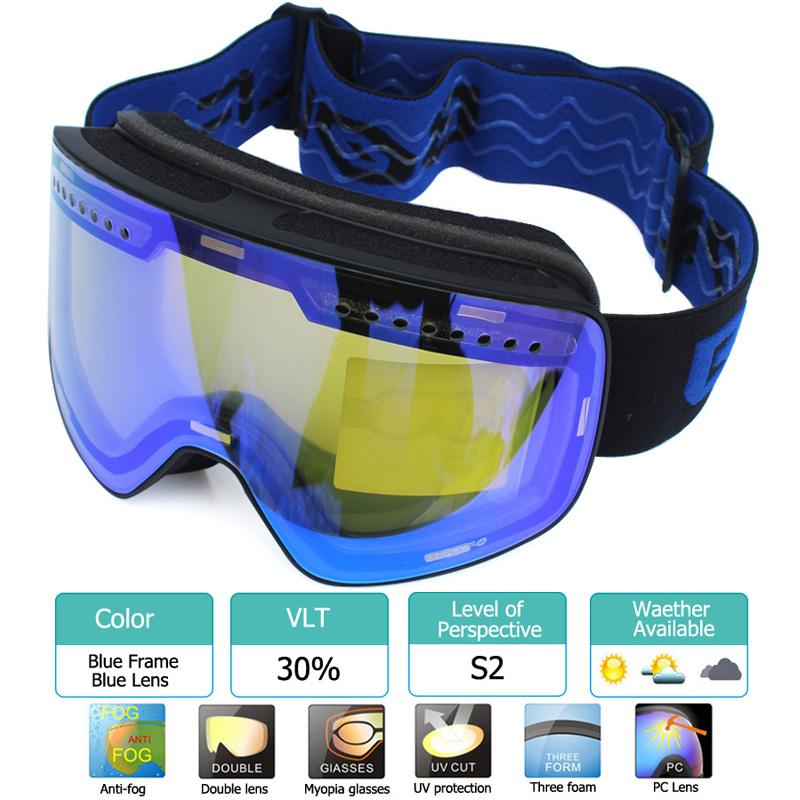 Magnetic Ski Goggles Double Layer Polarized Lens Skiing Anti-fog UV400 Snowboard Goggles Men Women Ski Glasses Eyewear