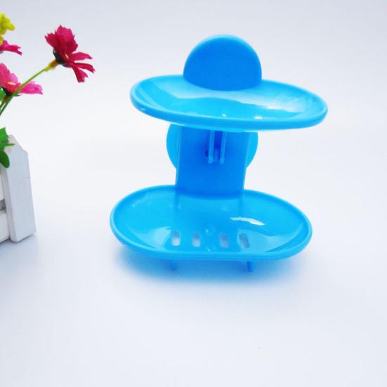 Bathroom Double-Layer Suction Wall-Mounted Soap Dish Soapbox Drying Holder Shelf
