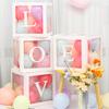 4 шт. коробка для воздушных шаров, сборка своими руками, прозрачная бумажная коробка, коробка для воздушных шаров с буквами, многоразовая штабелируемая кубическая декоративная коробка для вечеринки, свадьбы, дня рождения