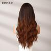 Ombre Brwon Медно-красный парик Синтетические натуральные волнистые парики с челкой для женщин Ежедневное использование для косплея для вечеринок Термостойкое волокно