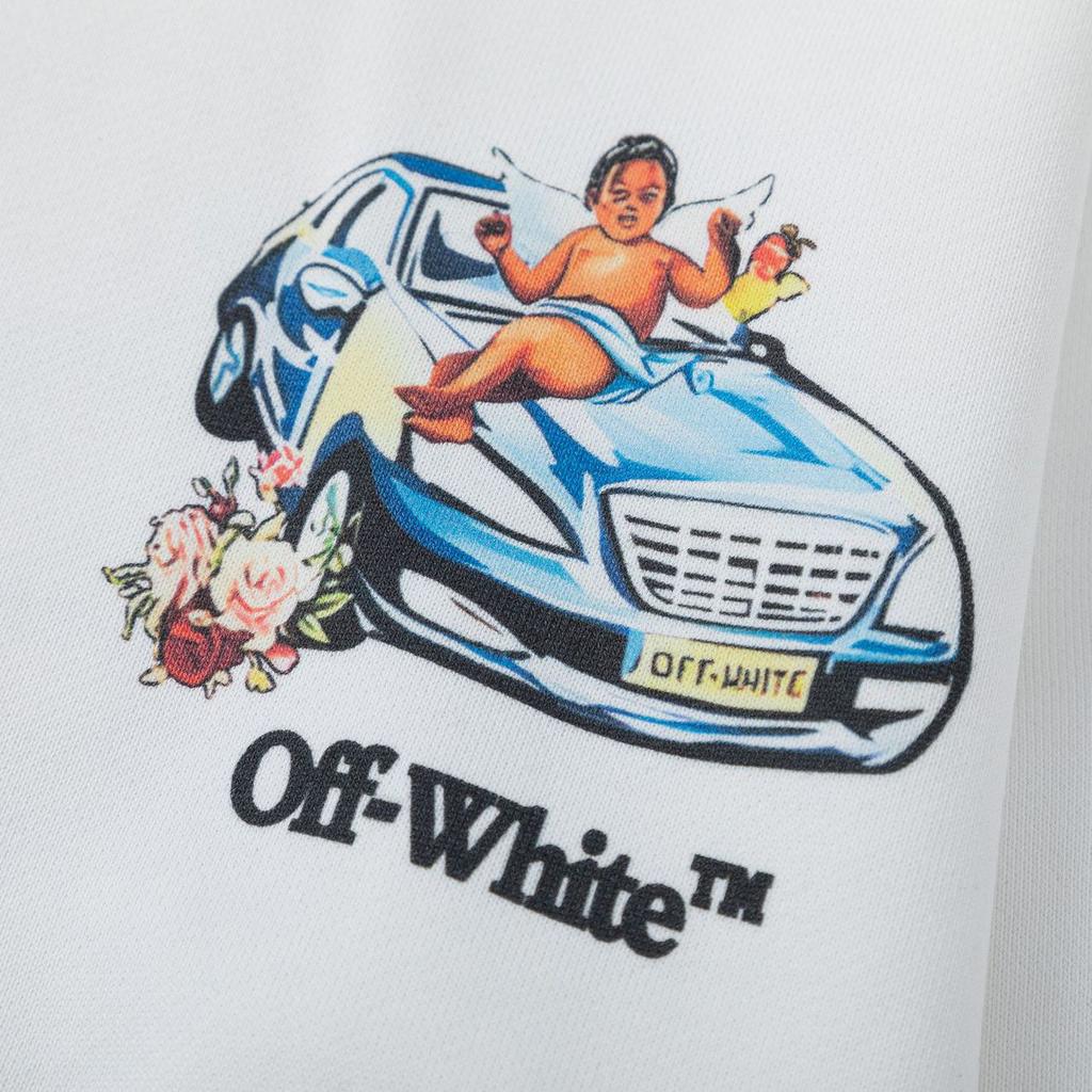9085 Off-White 2026 Autumn New OW Angel Car Pattern Printed Men's and Women's Hoodie