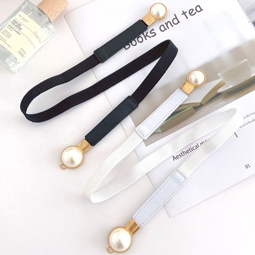 Pearl Buckle Waist Belt Thin Dress Coat Decorative Waistband Simple Skinny Waist Straps Women